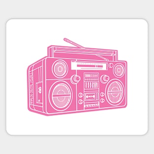 Boombox (White Lines + Blush Red Drop Shadow) Analog / Music Magnet